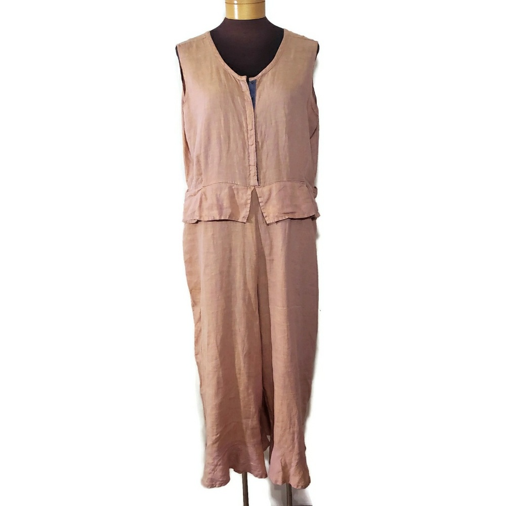 Flax 100% Linen Cropped Jumpsuit Overalls Romper